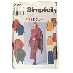 Simplicity 7799 2-Hour Sewing Pattern Misses' Tops Skirt & Pants - Size XS S M